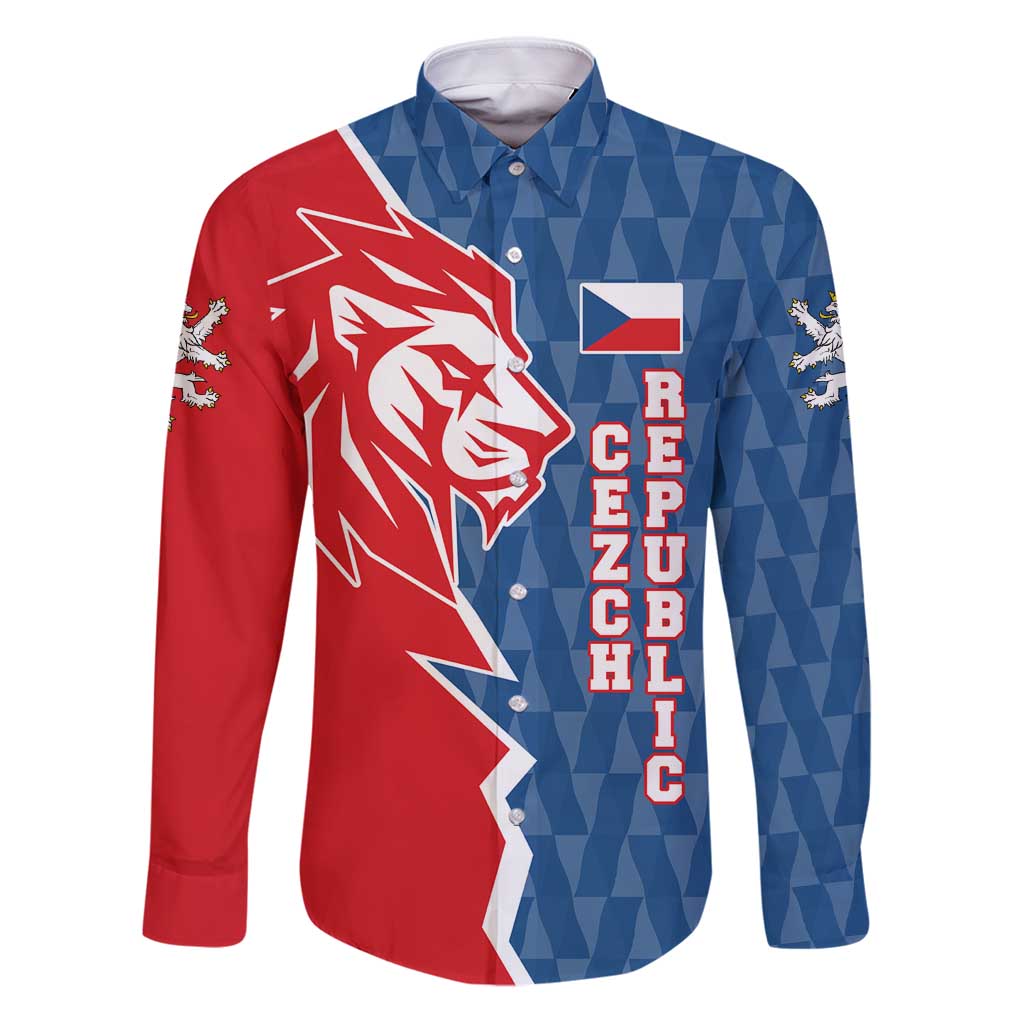 Czech Republic Family Matching Puletasi and Hawaiian Shirt with Red Blue Modern Lion Design and Geometric Flag - Wonder Print Shop