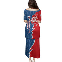 Czech Republic Family Matching Puletasi and Hawaiian Shirt with Red Blue Modern Lion Design and Geometric Flag - Wonder Print Shop