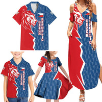 Czech Republic Family Matching Summer Maxi Dress and Hawaiian Shirt with Red Blue Modern Lion Design and Geometric Flag - Wonder Print Shop