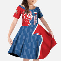 Czech Republic Family Matching Tank Maxi Dress and Hawaiian Shirt with Red Blue Modern Lion Design and Geometric Flag - Wonder Print Shop