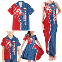 Czech Republic Family Matching Tank Maxi Dress and Hawaiian Shirt with Red Blue Modern Lion Design and Geometric Flag - Wonder Print Shop