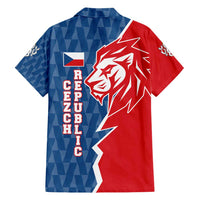 Czech Republic Family Matching Tank Maxi Dress and Hawaiian Shirt with Red Blue Modern Lion Design and Geometric Flag - Wonder Print Shop