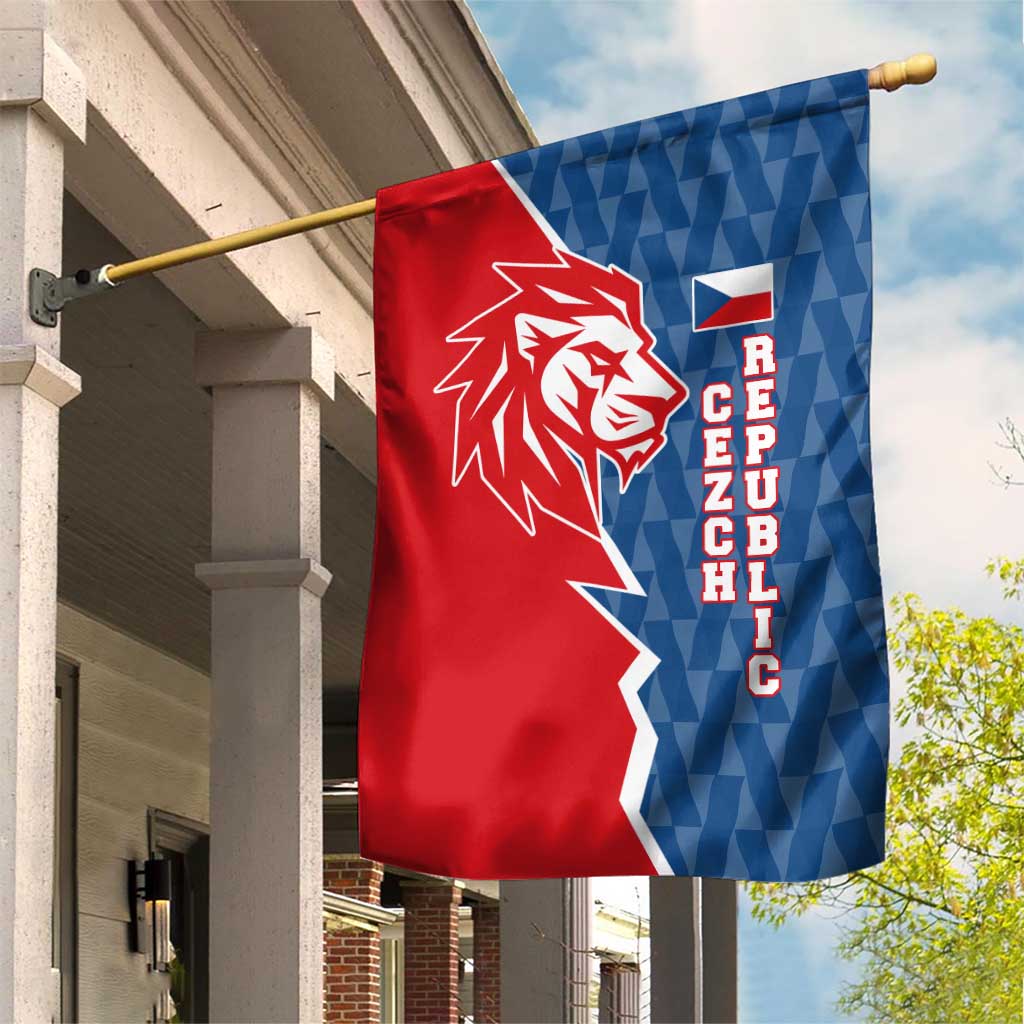 Czech Republic Garden Flag with Red Blue Modern Lion Design and Geometric Flag - Wonder Print Shop