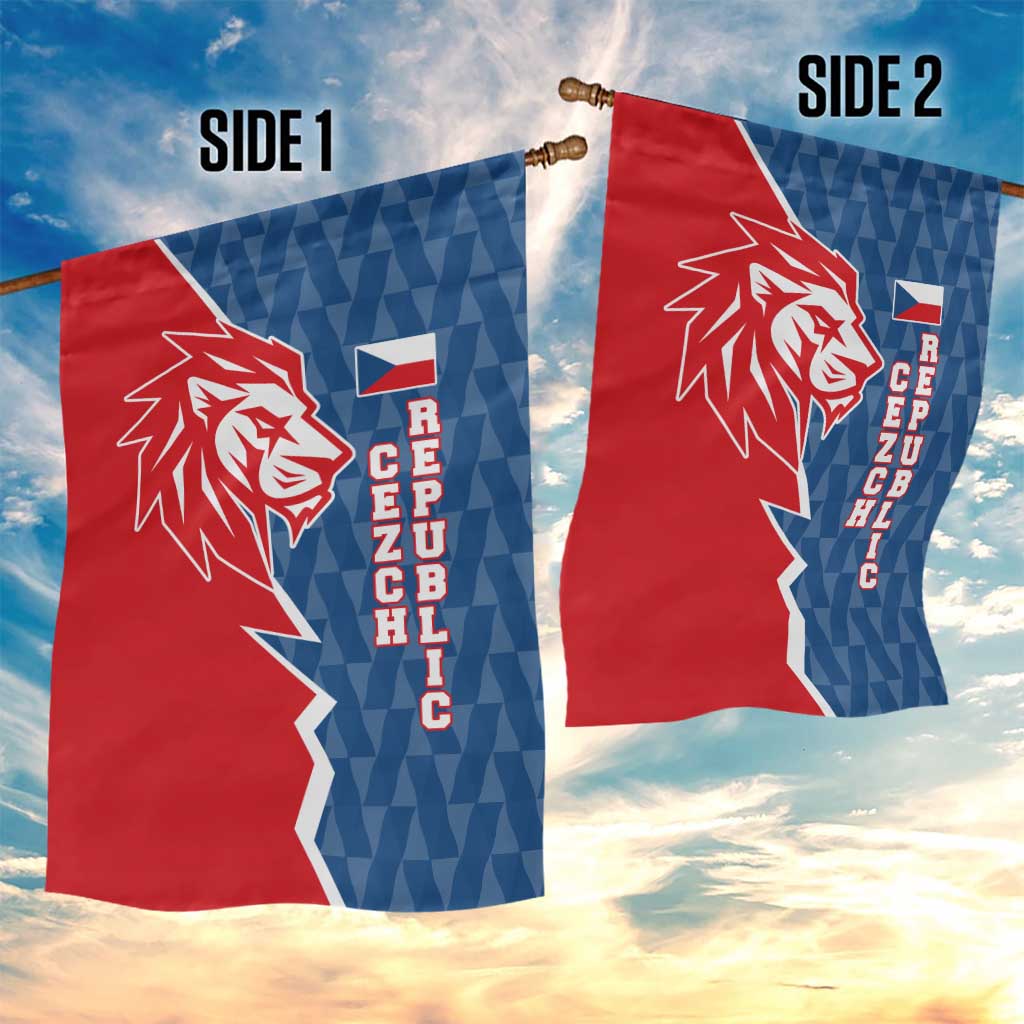 Czech Republic Garden Flag with Red Blue Modern Lion Design and Geometric Flag - Wonder Print Shop