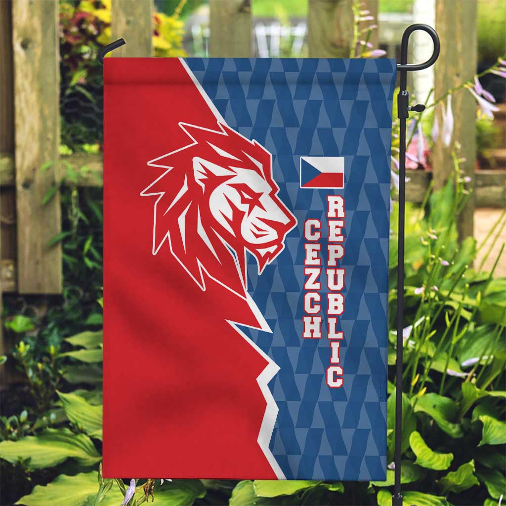 Czech Republic Garden Flag with Red Blue Modern Lion Design and Geometric Flag - Wonder Print Shop