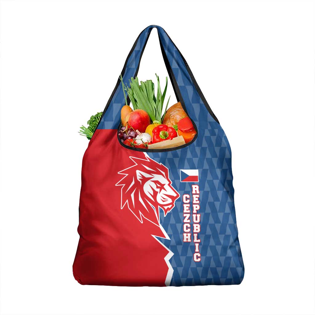 Czech Republic Grocery Bag with Red Blue Modern Lion Design and Geometric Flag - Wonder Print Shop