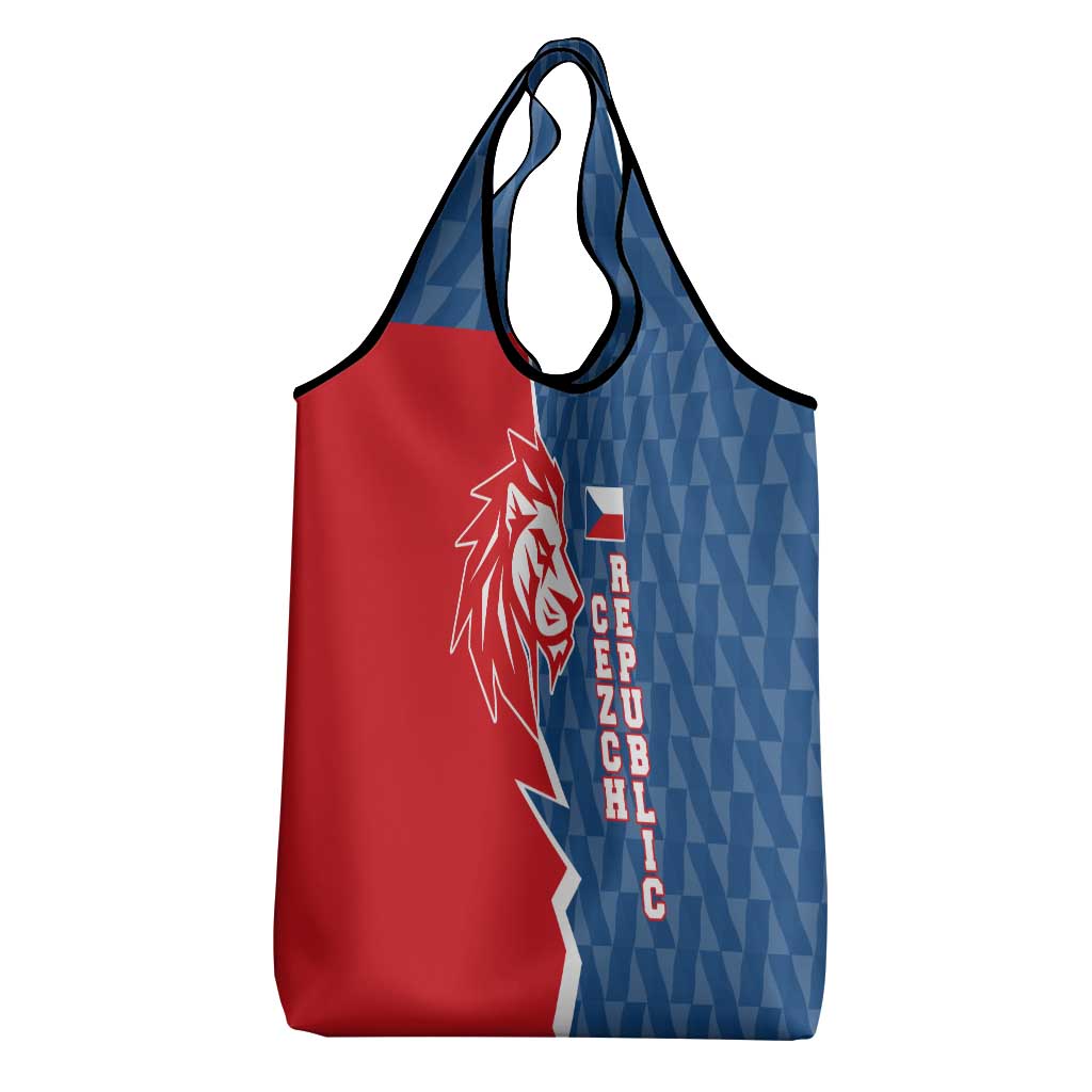 Czech Republic Grocery Bag with Red Blue Modern Lion Design and Geometric Flag - Wonder Print Shop