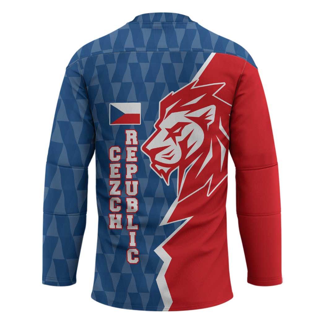 Czech Republic Hockey Jersey with Red Blue Modern Lion Design and Geometric Flag - Wonder Print Shop