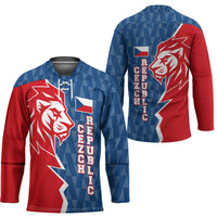 Czech Republic Hockey Jersey with Red Blue Modern Lion Design and Geometric Flag - Wonder Print Shop