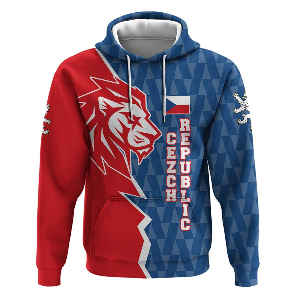 Czech Republic Hoodie with Red Blue Modern Lion Design and Geometric Flag - Wonder Print Shop