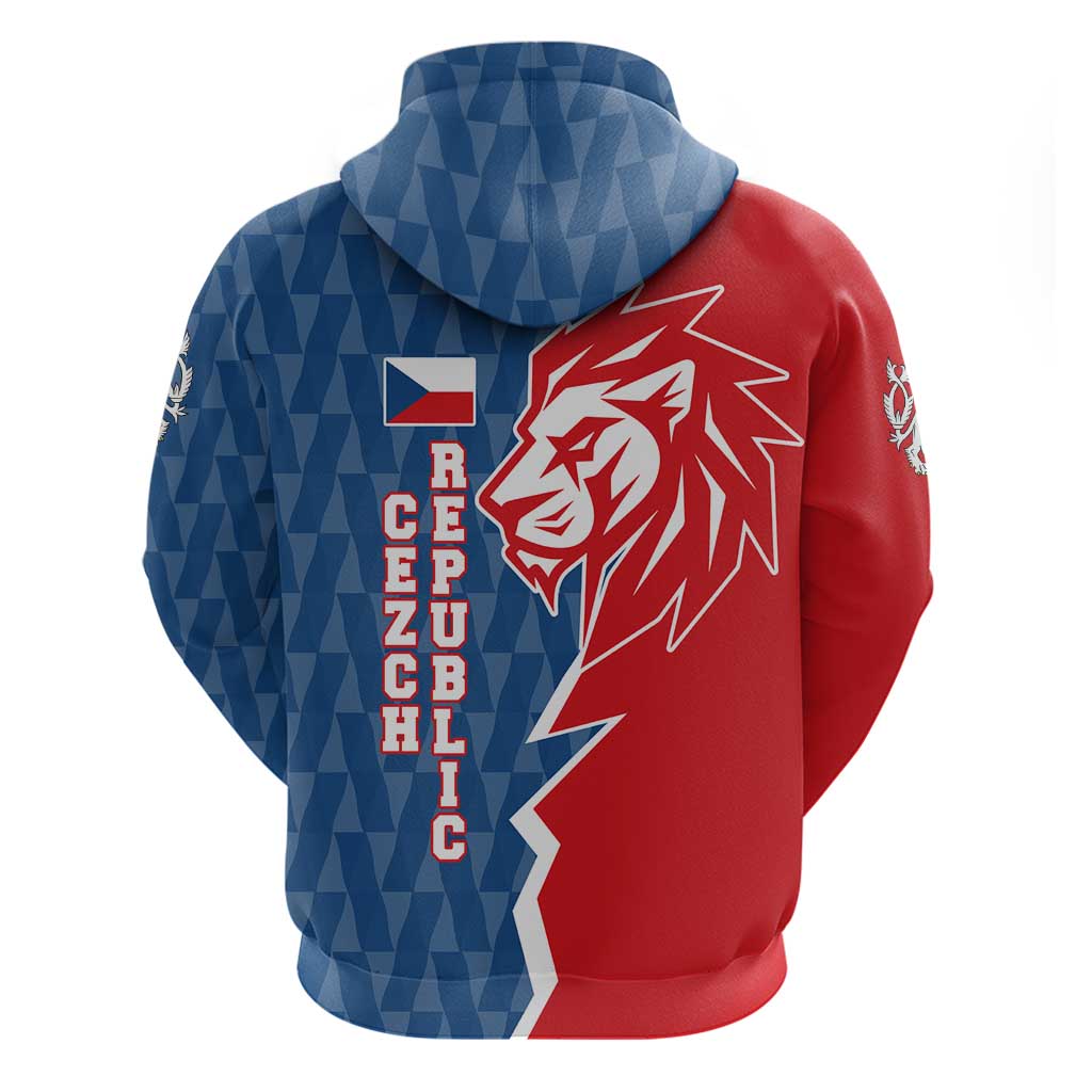 Czech Republic Hoodie with Red Blue Modern Lion Design and Geometric Flag - Wonder Print Shop