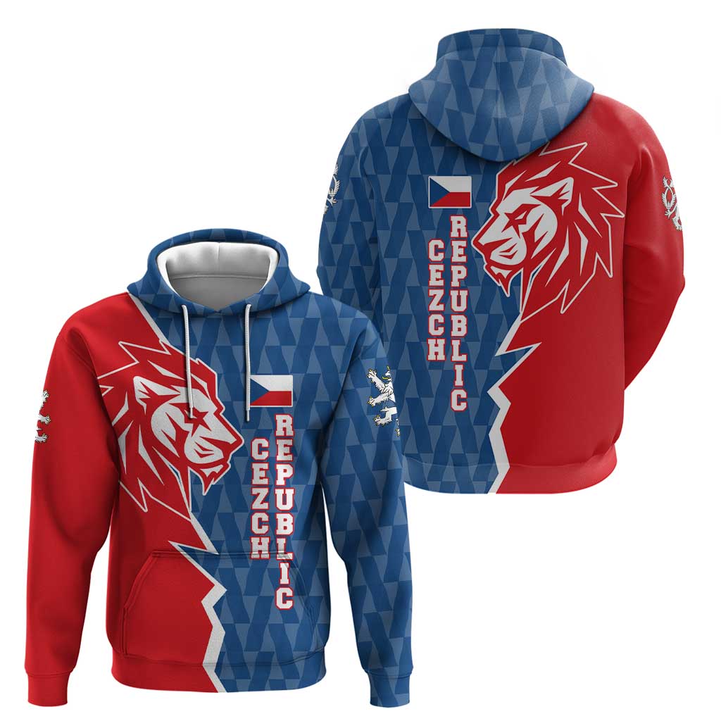 Czech Republic Hoodie with Red Blue Modern Lion Design and Geometric Flag - Wonder Print Shop