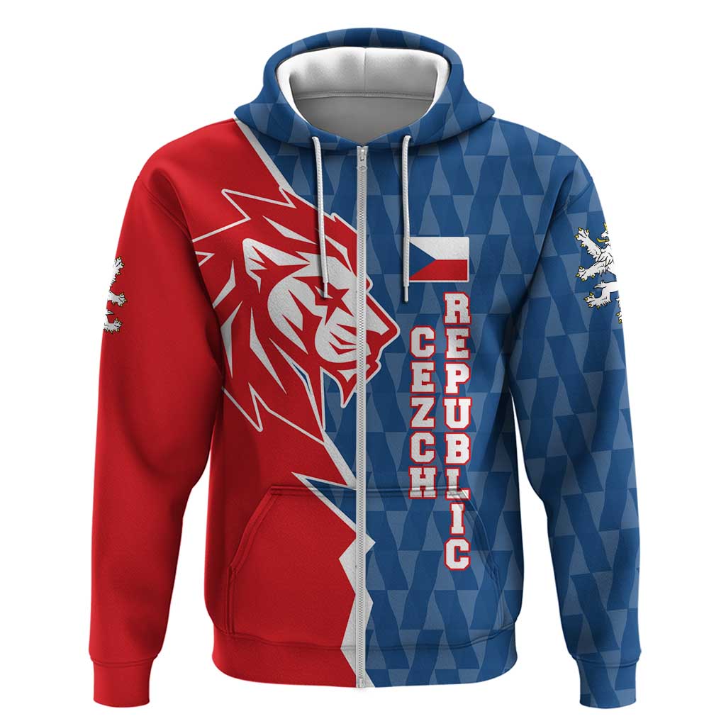 Czech Republic Hoodie with Red Blue Modern Lion Design and Geometric Flag - Wonder Print Shop