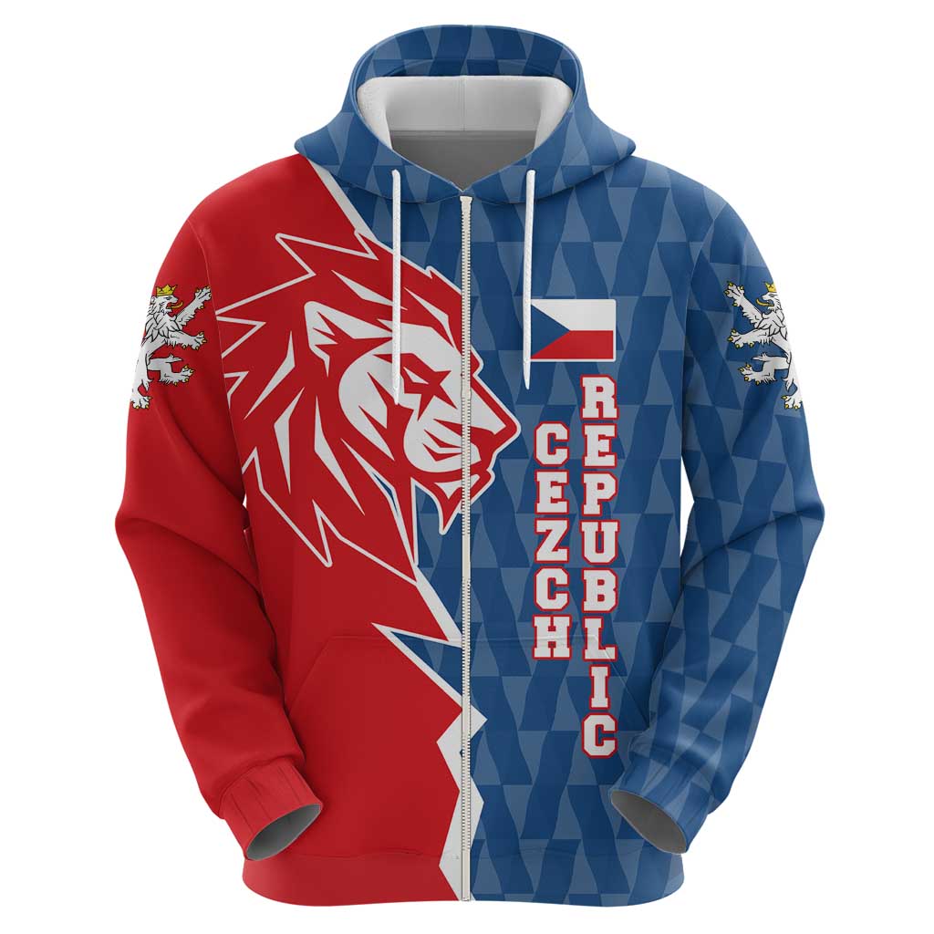 Czech Republic Hoodie with Red Blue Modern Lion Design and Geometric Flag - Wonder Print Shop