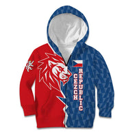 Czech Republic Kid Hoodie with Red Blue Modern Lion Design and Geometric Flag - Wonder Print Shop