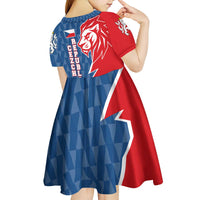 Czech Republic Kid Short Sleeve Dress with Red Blue Modern Lion Design and Geometric Flag - Wonder Print Shop