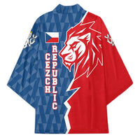 Czech Republic Kimono with Red Blue Modern Lion Design and Geometric Flag - Wonder Print Shop