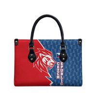 Czech Republic Leather Bag with Red Blue Modern Lion Design and Geometric Flag - Wonder Print Shop