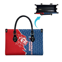Czech Republic Leather Bag with Red Blue Modern Lion Design and Geometric Flag - Wonder Print Shop