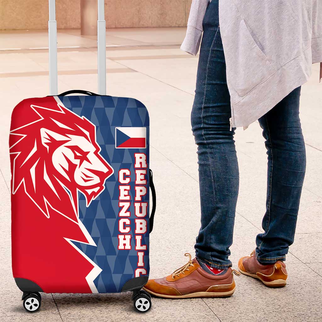 Czech Republic Luggage Cover with Red Blue Modern Lion Design and Geometric Flag - Wonder Print Shop