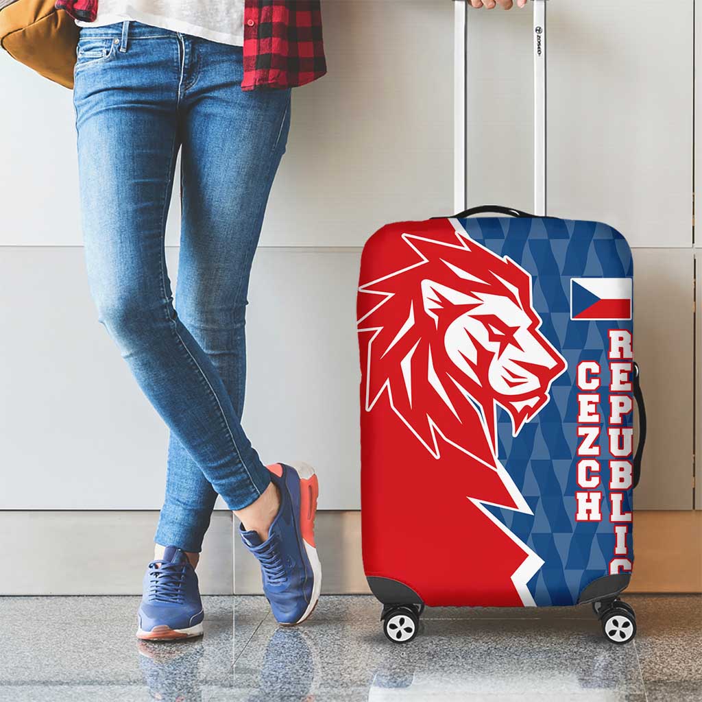 Czech Republic Luggage Cover with Red Blue Modern Lion Design and Geometric Flag - Wonder Print Shop