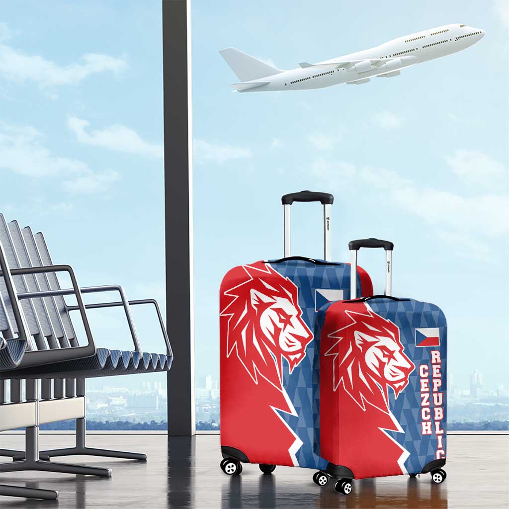 Czech Republic Luggage Cover with Red Blue Modern Lion Design and Geometric Flag - Wonder Print Shop