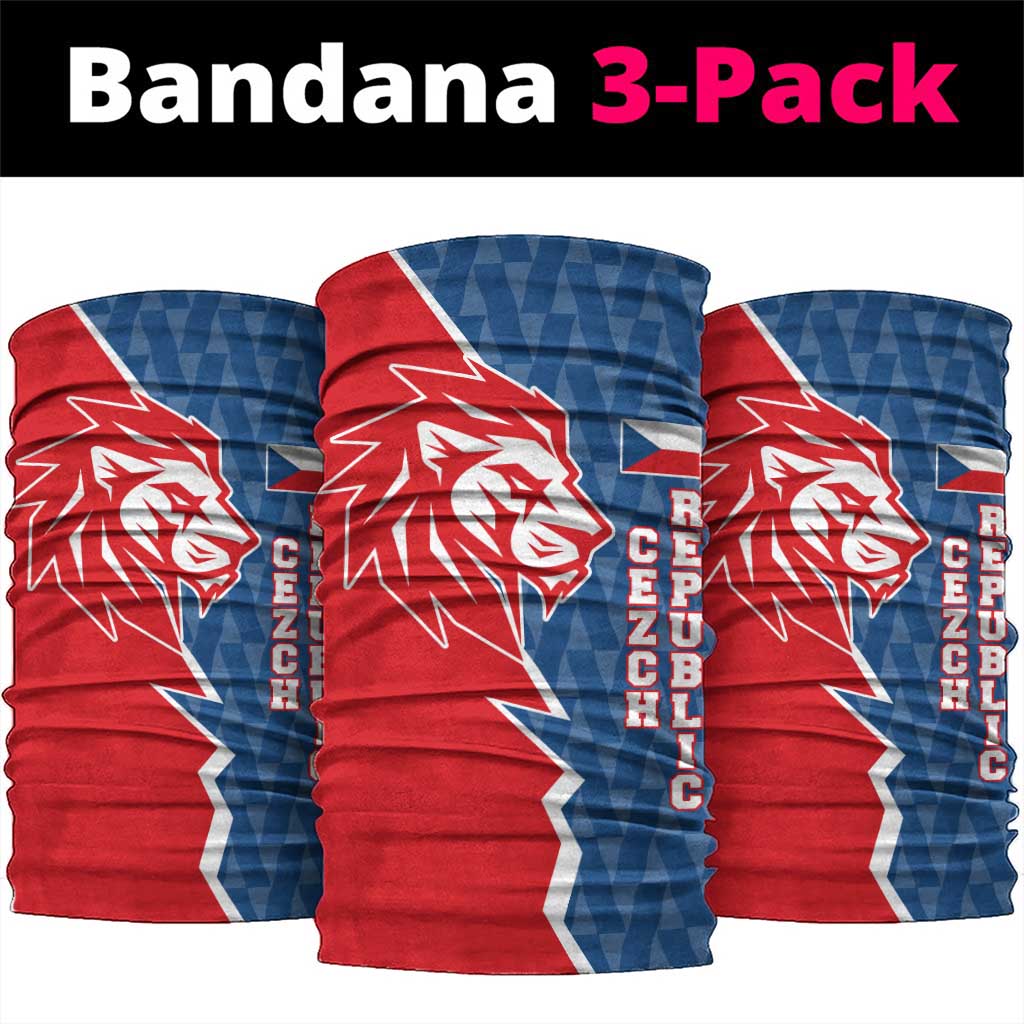 Czech Republic Neck Gaiter with Red Blue Modern Lion Design and Geometric Flag TS04