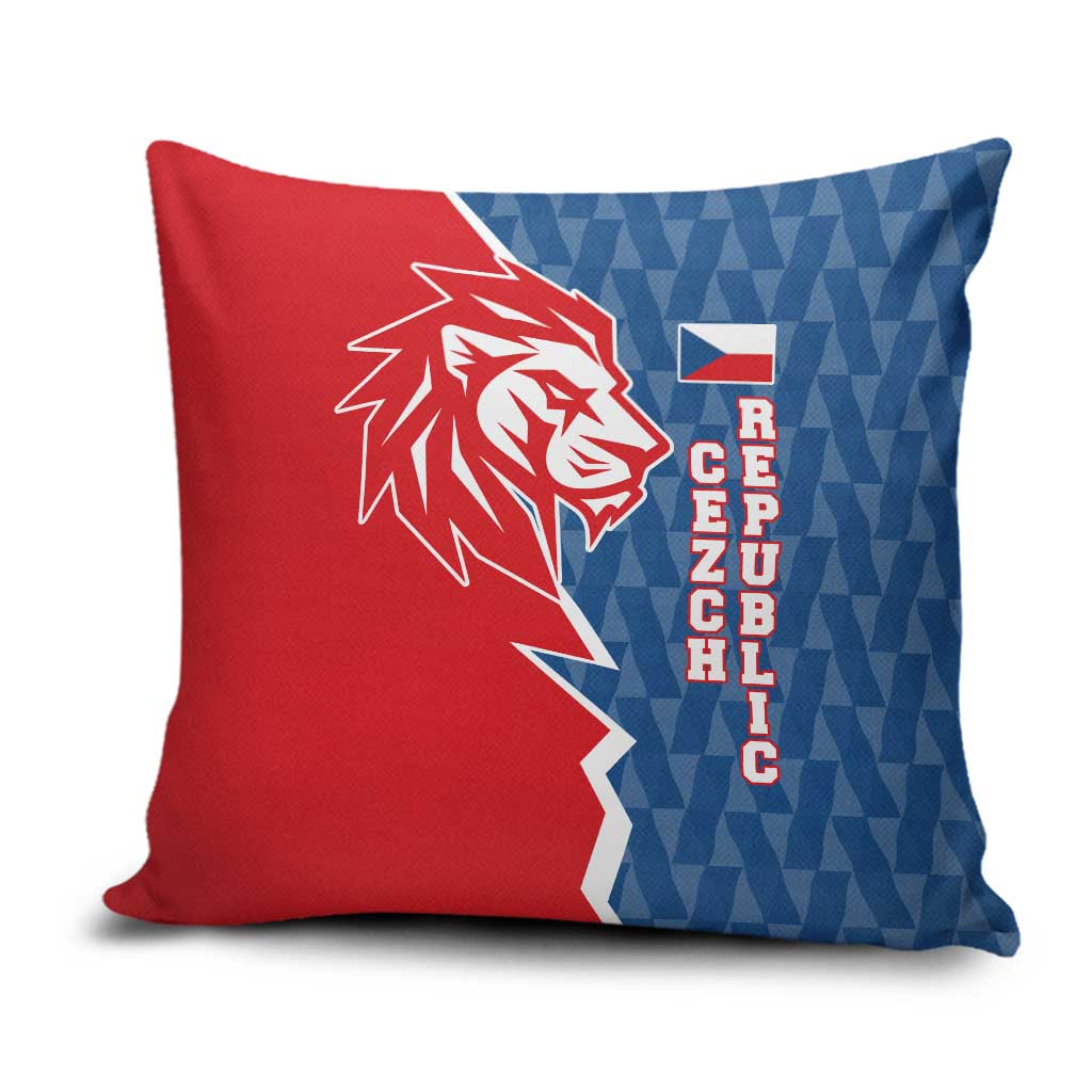 Czech Republic Pillow Cover with Red Blue Modern Lion Design and Geometric Flag - Wonder Print Shop