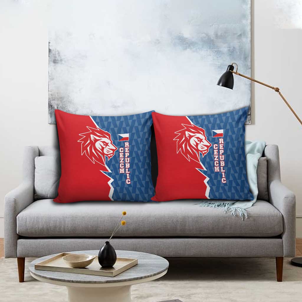 Czech Republic Pillow Cover with Red Blue Modern Lion Design and Geometric Flag - Wonder Print Shop