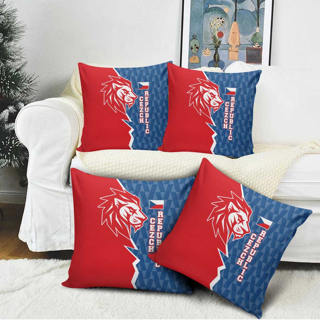 Czech Republic Pillow Cover with Red Blue Modern Lion Design and Geometric Flag - Wonder Print Shop