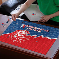 Czech Republic Puzzle with Red Blue Modern Lion Design and Geometric Flag - Wonder Print Shop