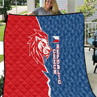 Czech Republic Quilt with Red Blue Modern Lion Design and Geometric Flag - Wonder Print Shop