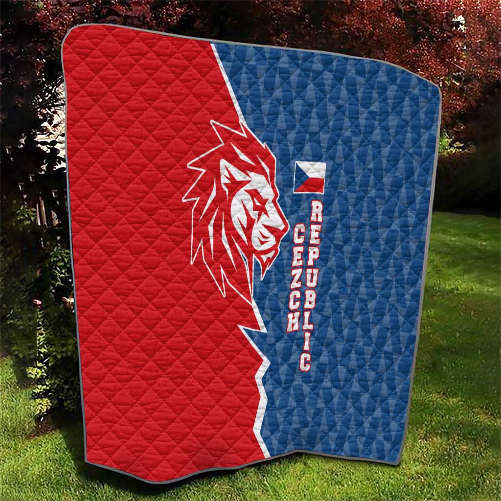 Czech Republic Quilt with Red Blue Modern Lion Design and Geometric Flag - Wonder Print Shop