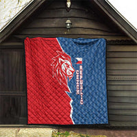 Czech Republic Quilt with Red Blue Modern Lion Design and Geometric Flag - Wonder Print Shop