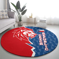 Czech Republic Round Carpet with Red Blue Modern Lion Design and Geometric Flag - Wonder Print Shop