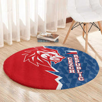 Czech Republic Round Carpet with Red Blue Modern Lion Design and Geometric Flag - Wonder Print Shop