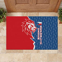 Czech Republic Rubber Doormat with Red Blue Modern Lion Design and Geometric Flag - Wonder Print Shop
