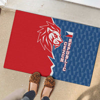 Czech Republic Rubber Doormat with Red Blue Modern Lion Design and Geometric Flag - Wonder Print Shop