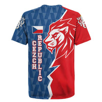 Czech Republic Rugby Jersey with Red Blue Modern Lion Design and Geometric Flag - Wonder Print Shop