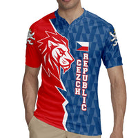 Czech Republic Rugby Jersey with Red Blue Modern Lion Design and Geometric Flag - Wonder Print Shop