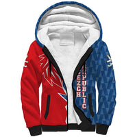 Czech Republic Sherpa Hoodie with Red Blue Modern Lion Design and Geometric Flag - Wonder Print Shop