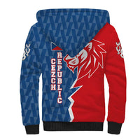 Czech Republic Sherpa Hoodie with Red Blue Modern Lion Design and Geometric Flag - Wonder Print Shop