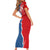 Czech Republic Short Sleeve Bodycon Dress with Red Blue Modern Lion Design and Geometric Flag - Wonder Print Shop