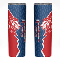 Czech Republic Skinny Tumbler with Red Blue Modern Lion Design and Geometric Flag - Wonder Print Shop