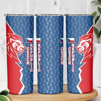 Czech Republic Skinny Tumbler with Red Blue Modern Lion Design and Geometric Flag - Wonder Print Shop