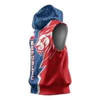 Czech Republic Sleeveless Hoodie with Red Blue Modern Lion Design and Geometric Flag - Wonder Print Shop