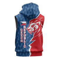 Czech Republic Sleeveless Zip Hoodie with Red Blue Modern Lion Design and Geometric Flag - Wonder Print Shop