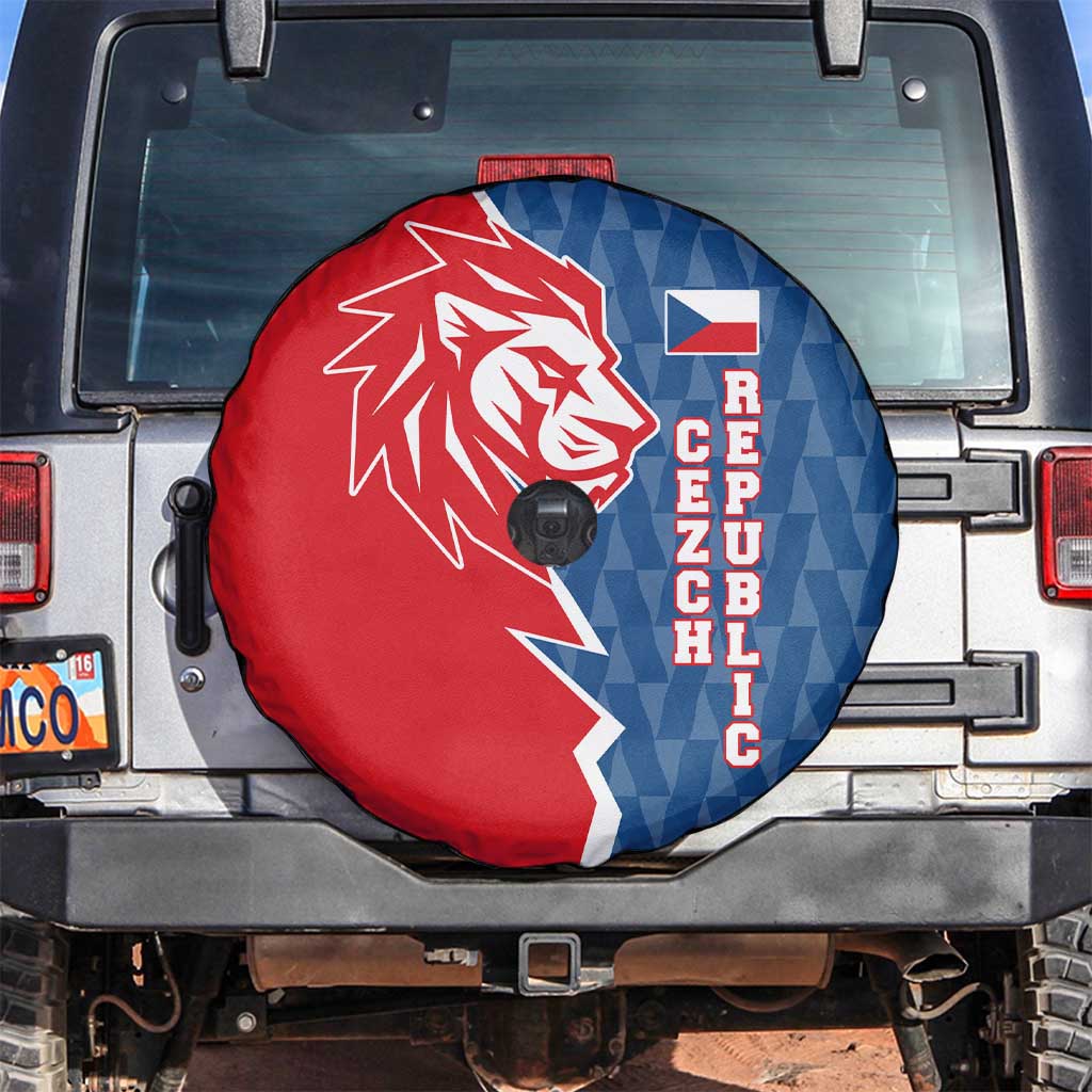 Czech Republic Spare Tire Cover with Red Blue Modern Lion Design and Geometric Flag - Wonder Print Shop