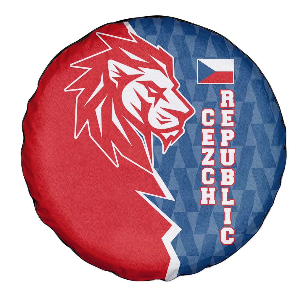 Czech Republic Spare Tire Cover with Red Blue Modern Lion Design and Geometric Flag - Wonder Print Shop
