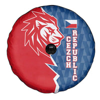 Czech Republic Spare Tire Cover with Red Blue Modern Lion Design and Geometric Flag - Wonder Print Shop